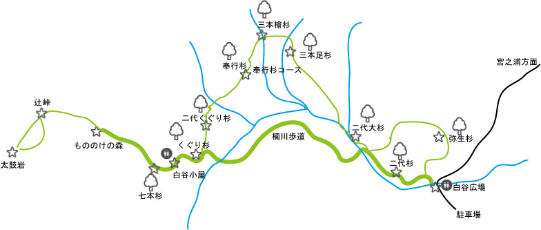 半日白谷雲水峡MAP